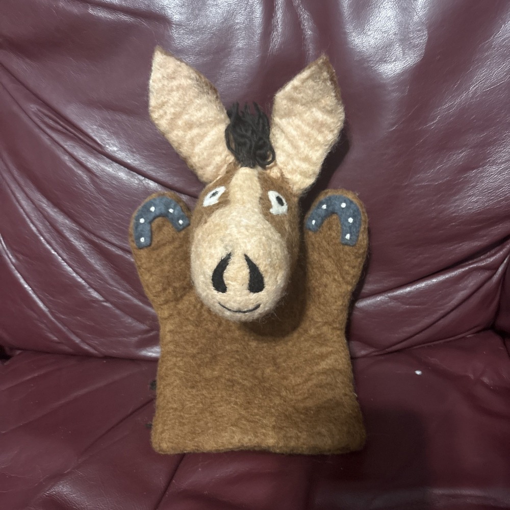 NWT  Horse Hand Puppet Handmade Felt Wool Silk Road Bazaar Hand Made Natural - Picture 2 of 5